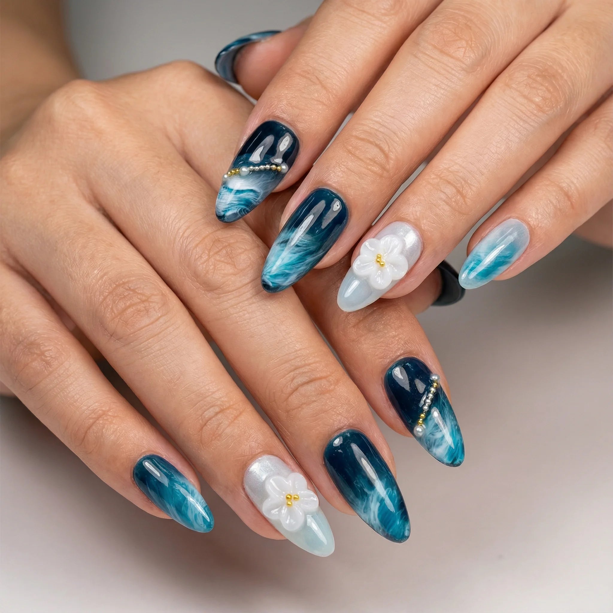 AQUA BREEZE falsche Nägel Nahaufnahme - Detailansicht Qualität