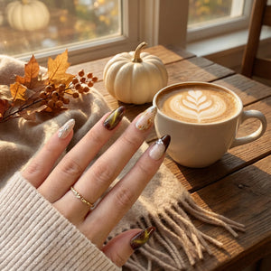 AUTUMN GLAMOUR Press On Nägel Seitenansicht - Profilansicht