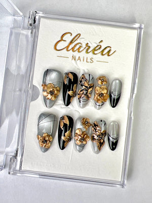 METAL FLEUR Press On Nägel Hauptbild - Premium Design aus Deutschland