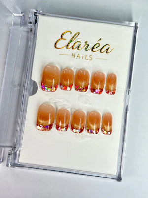 PEACH SPARKLE Press On Nägel Hauptbild - Premium Design aus Deutschland