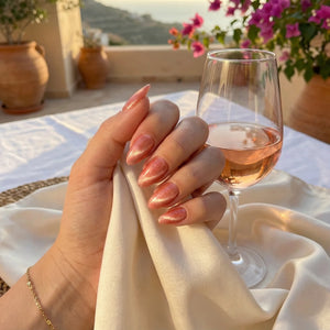 ROSE QUARTZ - in roséquarz - mit Quarz-Optik - Press on Nägel - von Elaréa Nails - handgemacht - Detailansicht 3 - Versand aus Deutschland