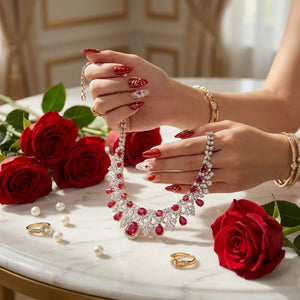 RUBY PETAL Seitenansicht - künstliche Fingernägel von verschiedenen Winkeln - Premium künstliche Fingernägel