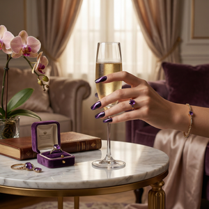 AMETHYST GLOW - handmade press on nails - by Elaréa Nails - premium quality - made in Germany - detailed view