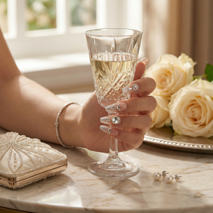 CRYSTAL VEIL - in kristallklar - mit zarter Schleier-Optik - Press on Nägel - von Elaréa Nails - handgemacht - Detailansicht 4 - Versand aus Deutschland