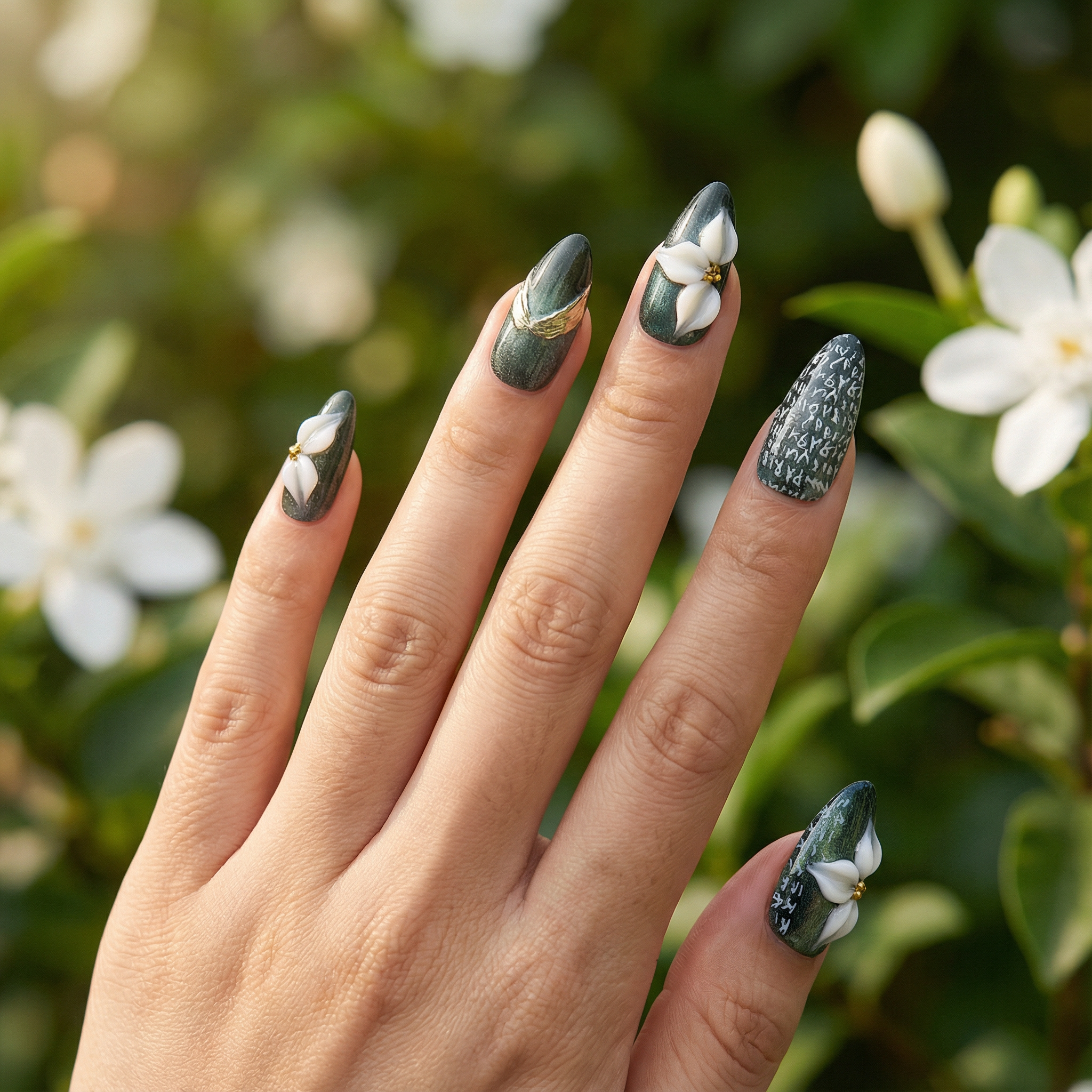 GREEN GARDEN - handmade press on nails - by Elaréa Nails - premium quality - made in Germany