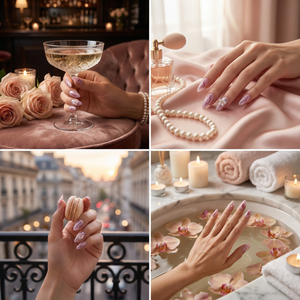 LILAC MIST - in fliederfarben - mit Nebel-Effekt - Press on Nägel - von Elaréa Nails - handgemacht - Detailansicht 5 - Versand aus Deutschland