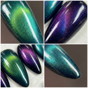 NIGHT RADIANCE - in nachtblau - mit Strahlen-Effekt - Press on Nägel - von Elaréa Nails - handgemacht - Detailansicht 6 - Versand aus Deutschland