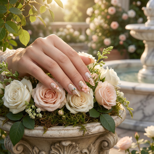 NUDE GARDEN - in nude-farben - mit Garten-Design - Press on Nägel - von Elaréa Nails - handgemacht - Detailansicht 5 - Versand aus Deutschland