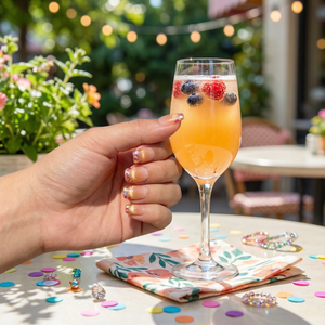 PEACH SPARKLE - in pfirsichfarben - handmade press on nails - mit Glitzer-Effekt - Press on Nägel - von Elaréa Nails - handgemacht - Hauptbild - Versand aus Deutschland