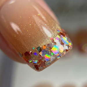 PEACH SPARKLE - in pfirsichfarben - handmade press on nails - mit Glitzer-Effekt - Press on Nägel - von Elaréa Nails - handgemacht - Hauptbild - Versand aus Deutschland