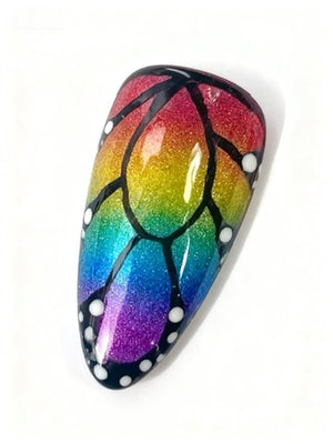 RAINBOW WINGS - handmade press on nails - in regenbogenfarben - mit Flügel-Design - Press on Nägel - von Elaréa Nails - handgemacht - Detailansicht 3 - Versand aus Deutschland