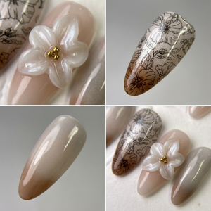 VINTAGE FLEUR - in vintage-farben - mit Blumen-Design - Press on Nägel - von Elaréa Nails - handgemacht - Detailansicht 5 - Versand aus Deutschland
