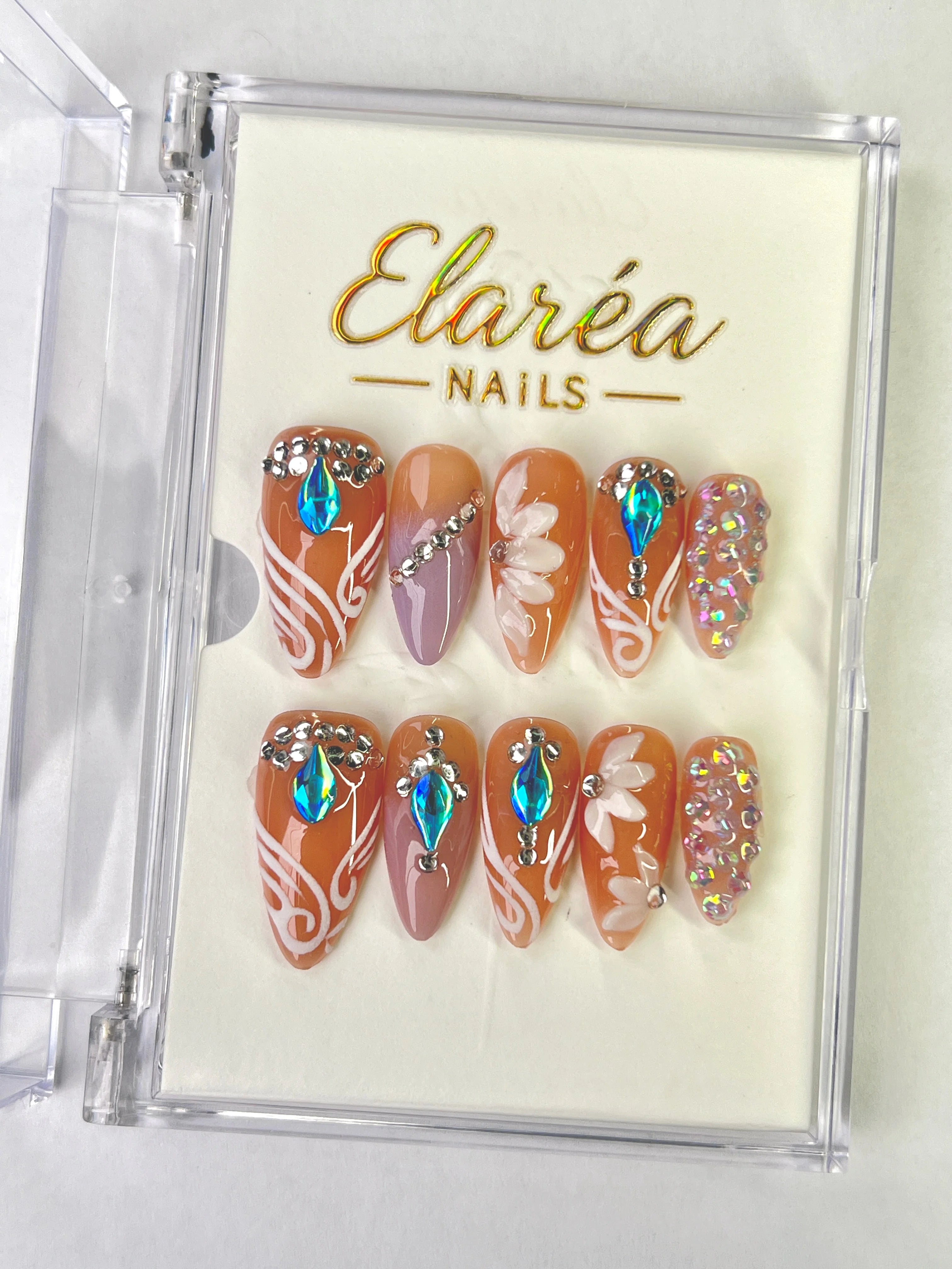 AMBER SWIRL Press On Nägel Hauptbild - Premium Design