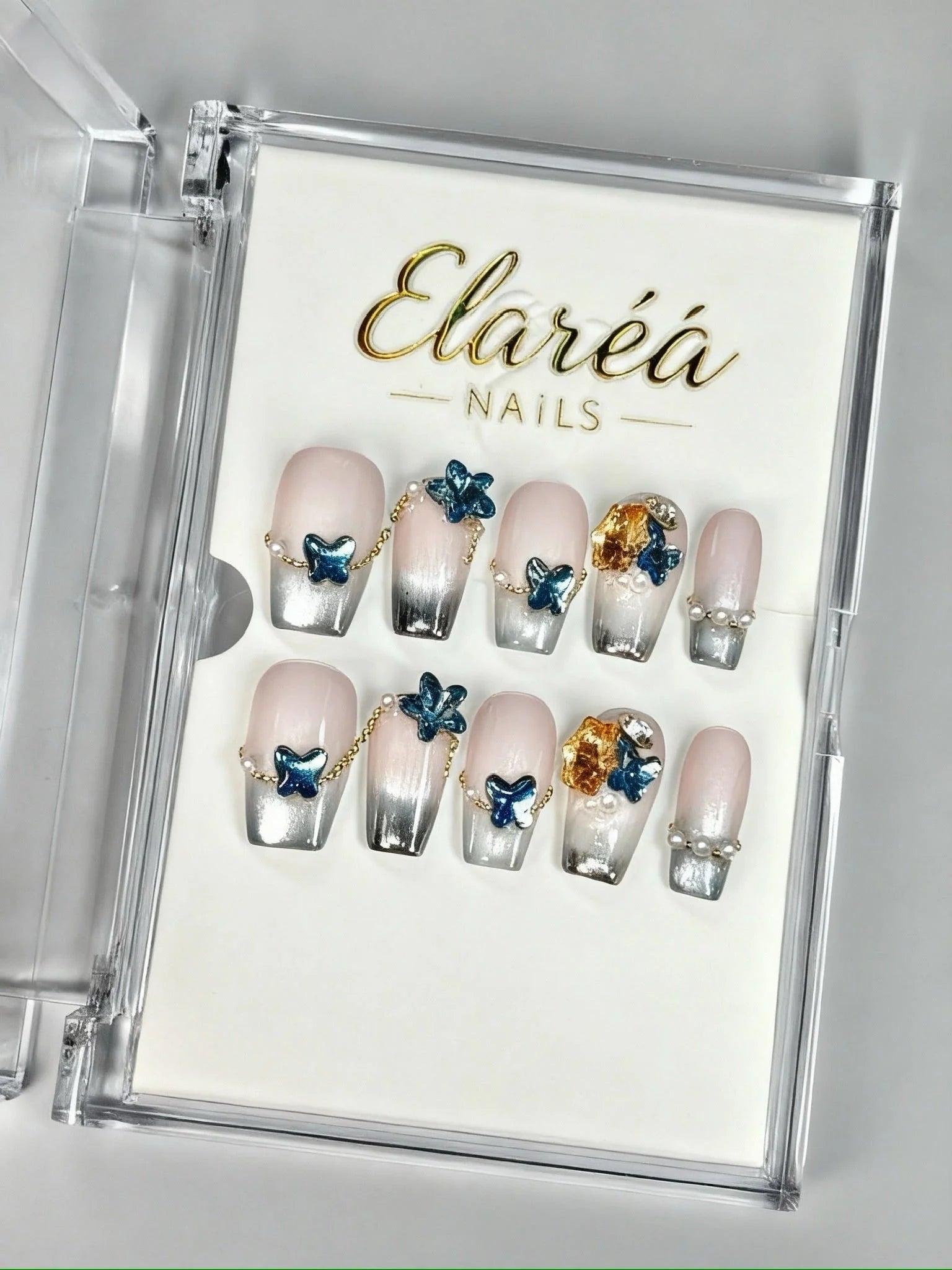 BUTTERFLY PEARL Press On Nägel Hauptbild - Premium Design aus Deutschland