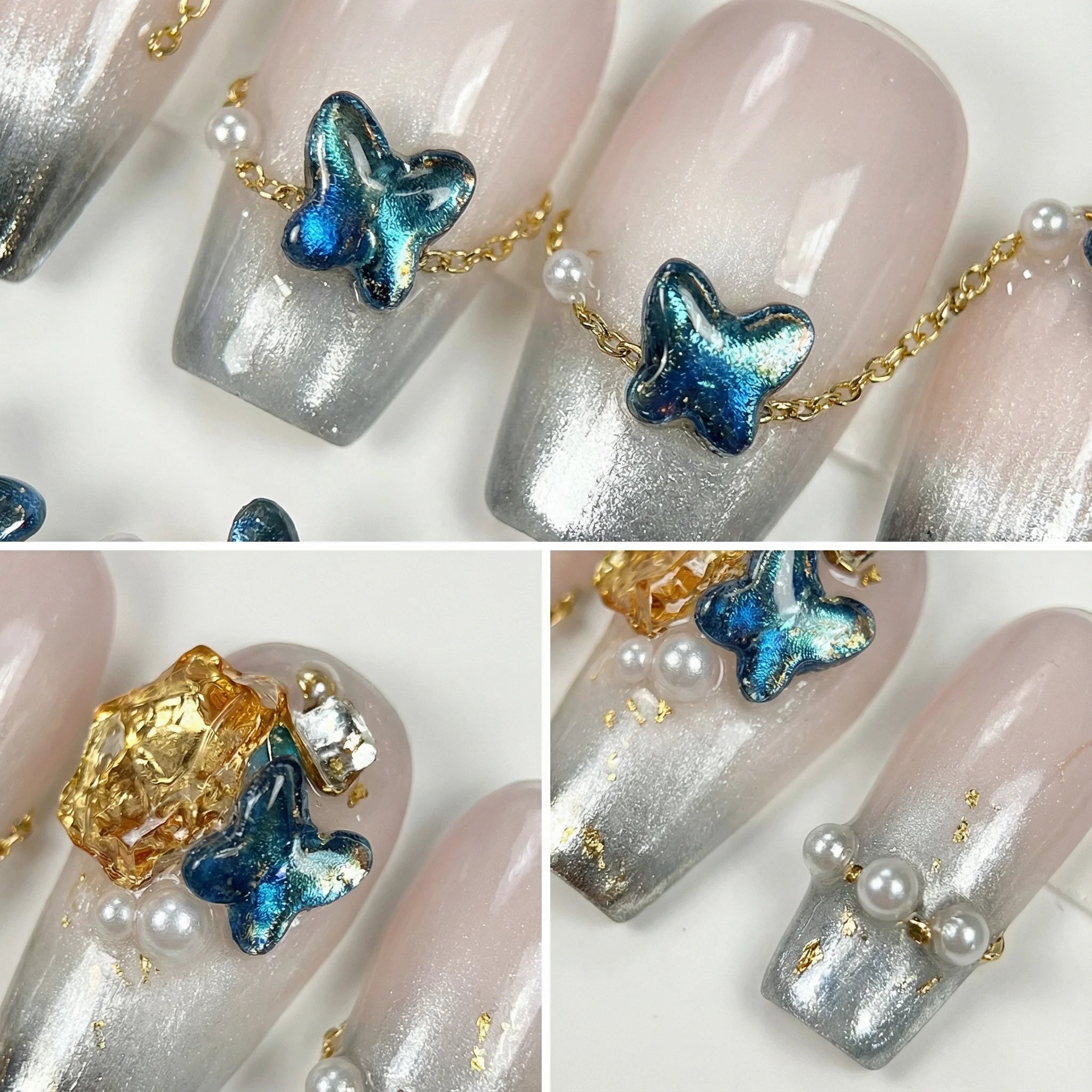 BUTTERFLY PEARL Komplettset - 10 Nägel in 3 Größen S M L