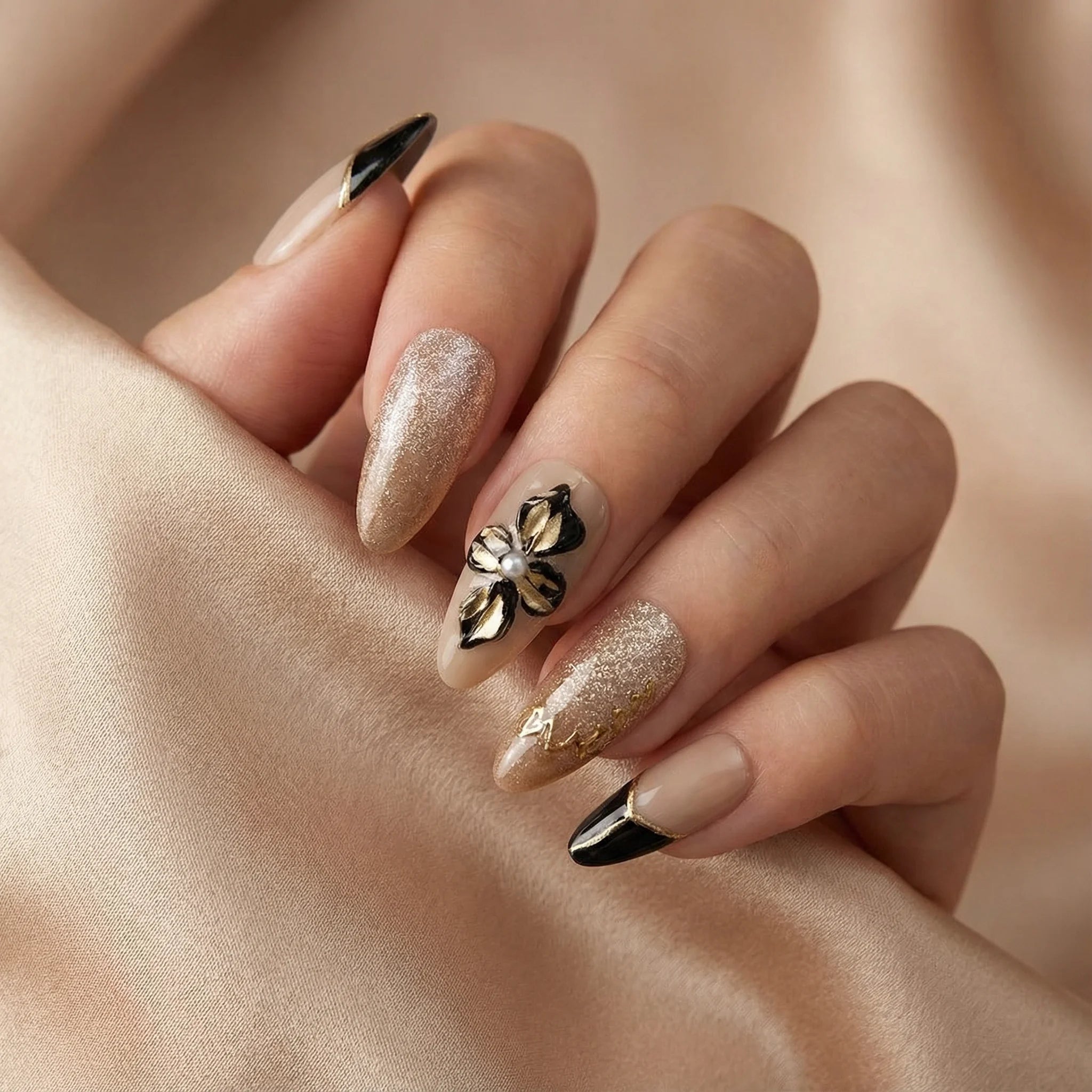 CHAMPAGNE BLOOM falsche Nägel Nahaufnahme - Detailansicht Qualität