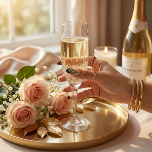 CHAMPAGNE BLOOM Komplettset - 10 Nägel in 3 Größen S M L