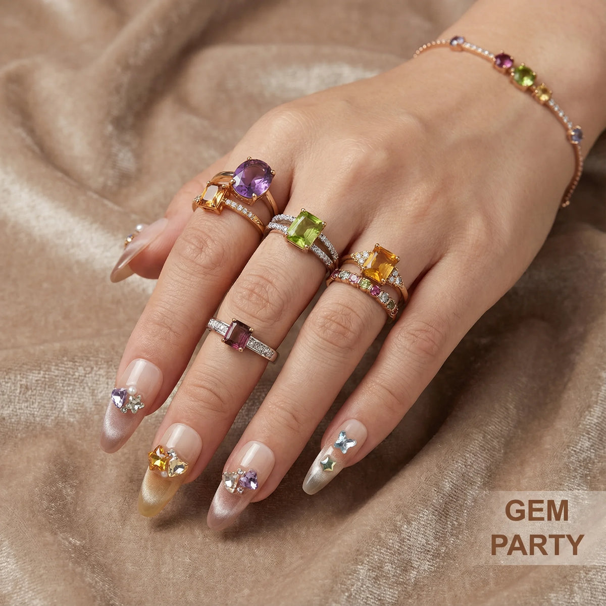 GEM PARTY Press On Nägel Seitenansicht - Profilansicht