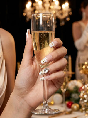 GOLDEN CRYSTAL Seitenansicht - künstliche Fingernägel von verschiedenen Winkeln - Premium künstliche Fingernägel