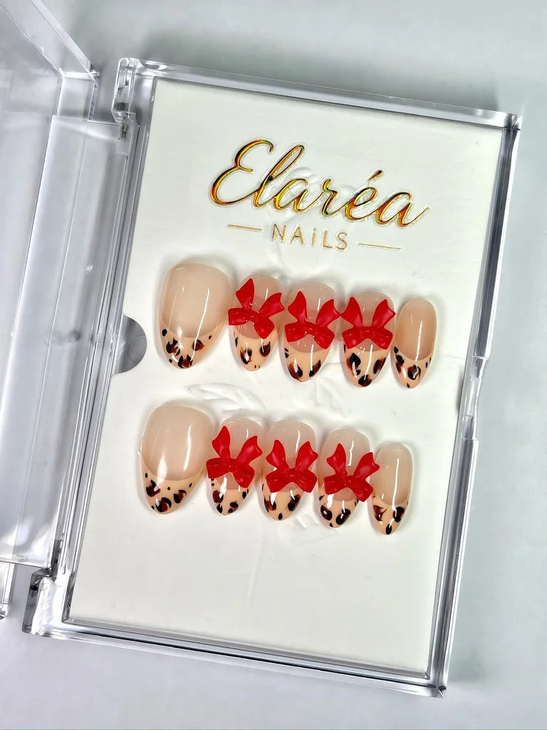 LEOPARD BOW Press On Nägel Hauptbild - Premium Design aus Deutschland