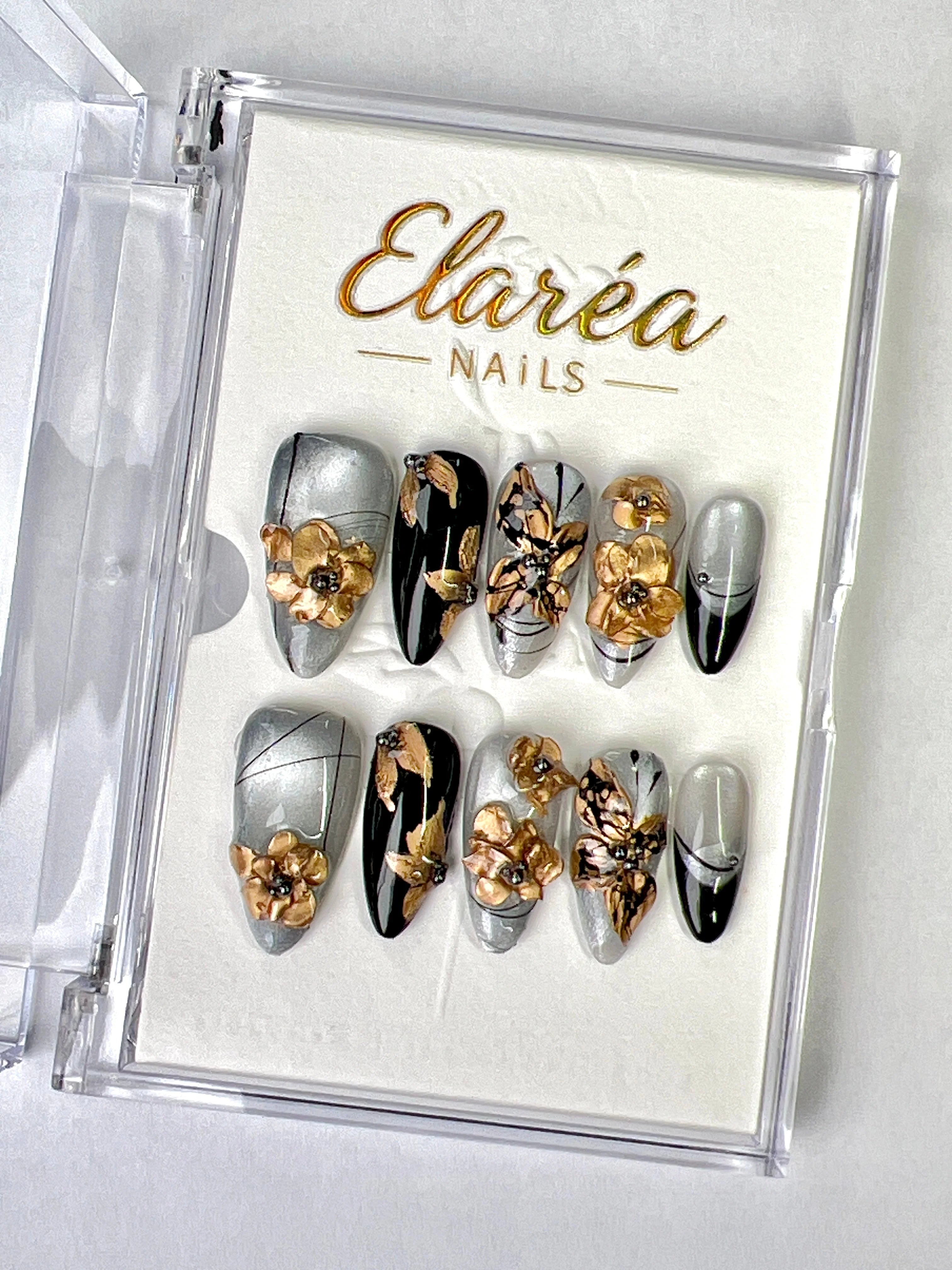 METAL FLEUR Press On Nägel Hauptbild - Premium Design aus Deutschland