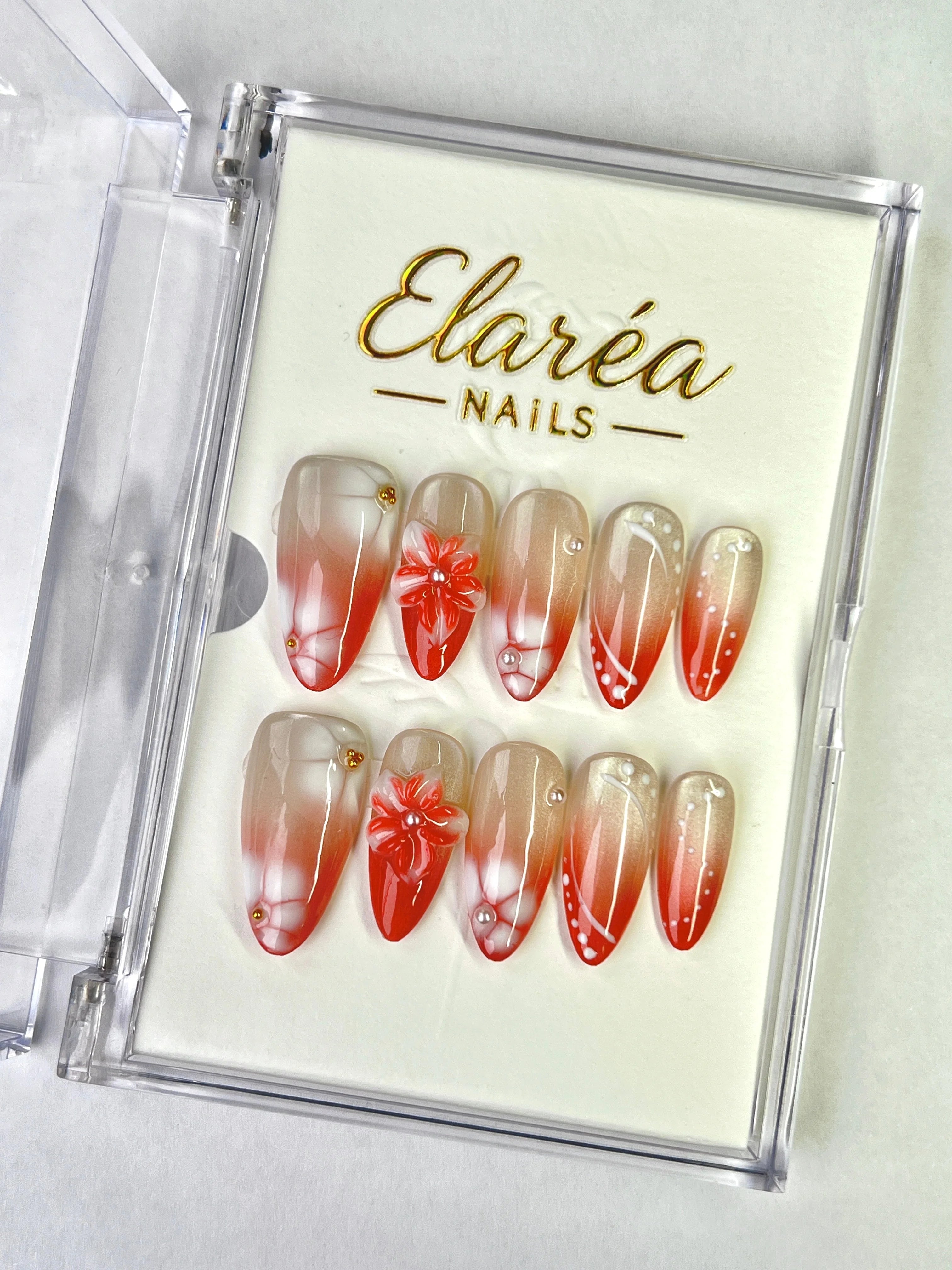 PEACH FLOWER Press On Nägel Hauptbild - Pfirsichblüten Design