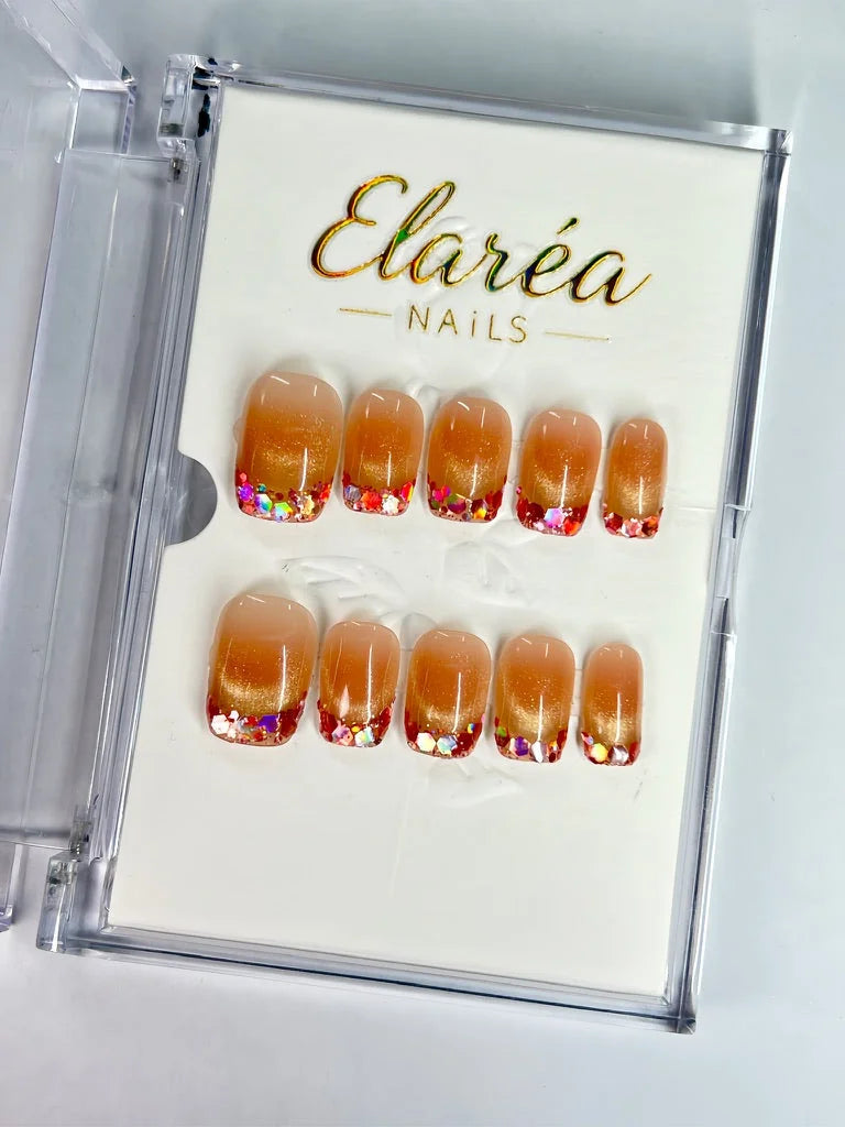 PEACH SPARKLE Press On Nägel Hauptbild - Premium Design aus Deutschland