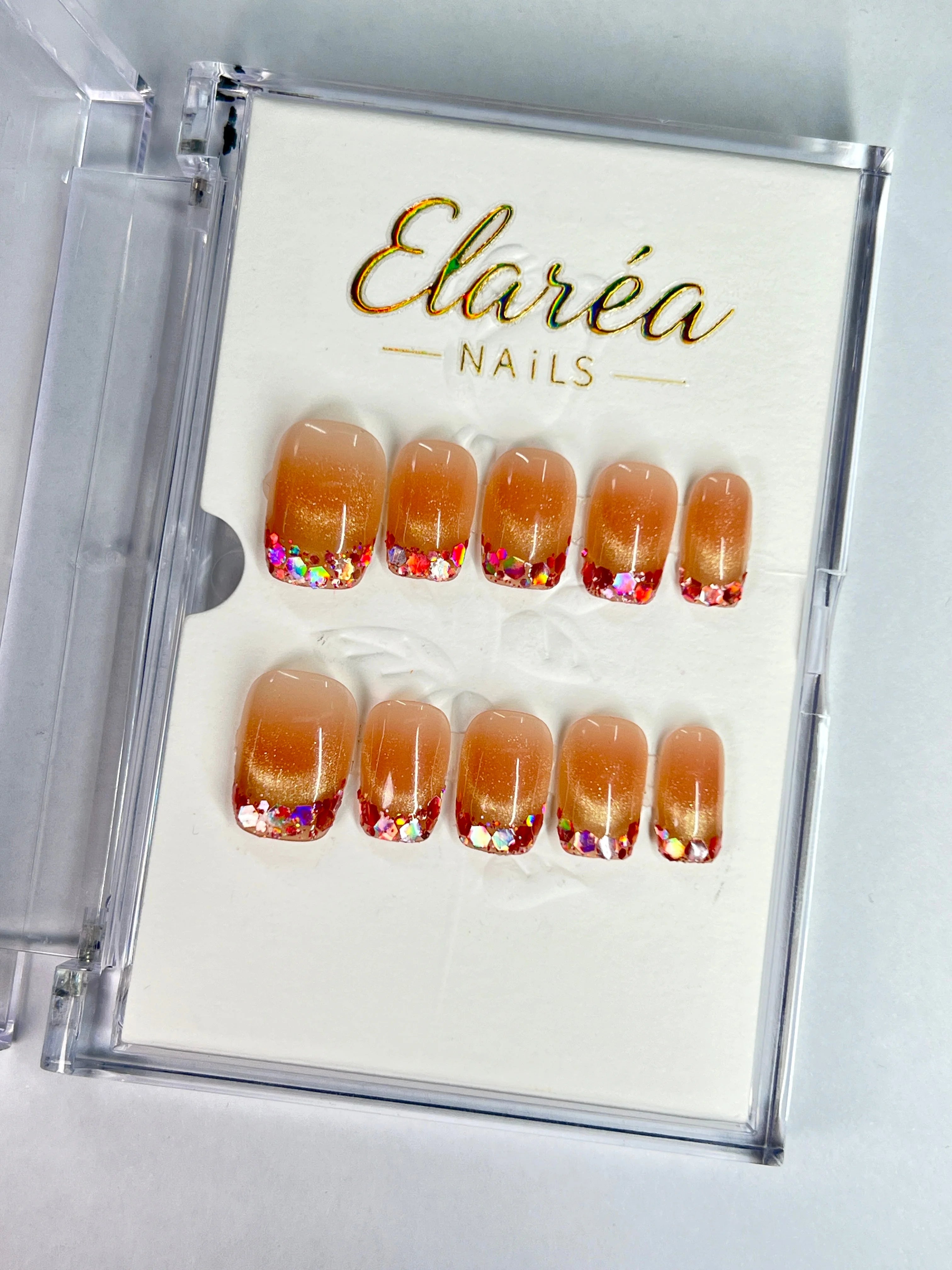 PEACH SPARKLE Hauptbild - Press On Nägel mit einzigartigem Design - Premium künstliche Fingernägel