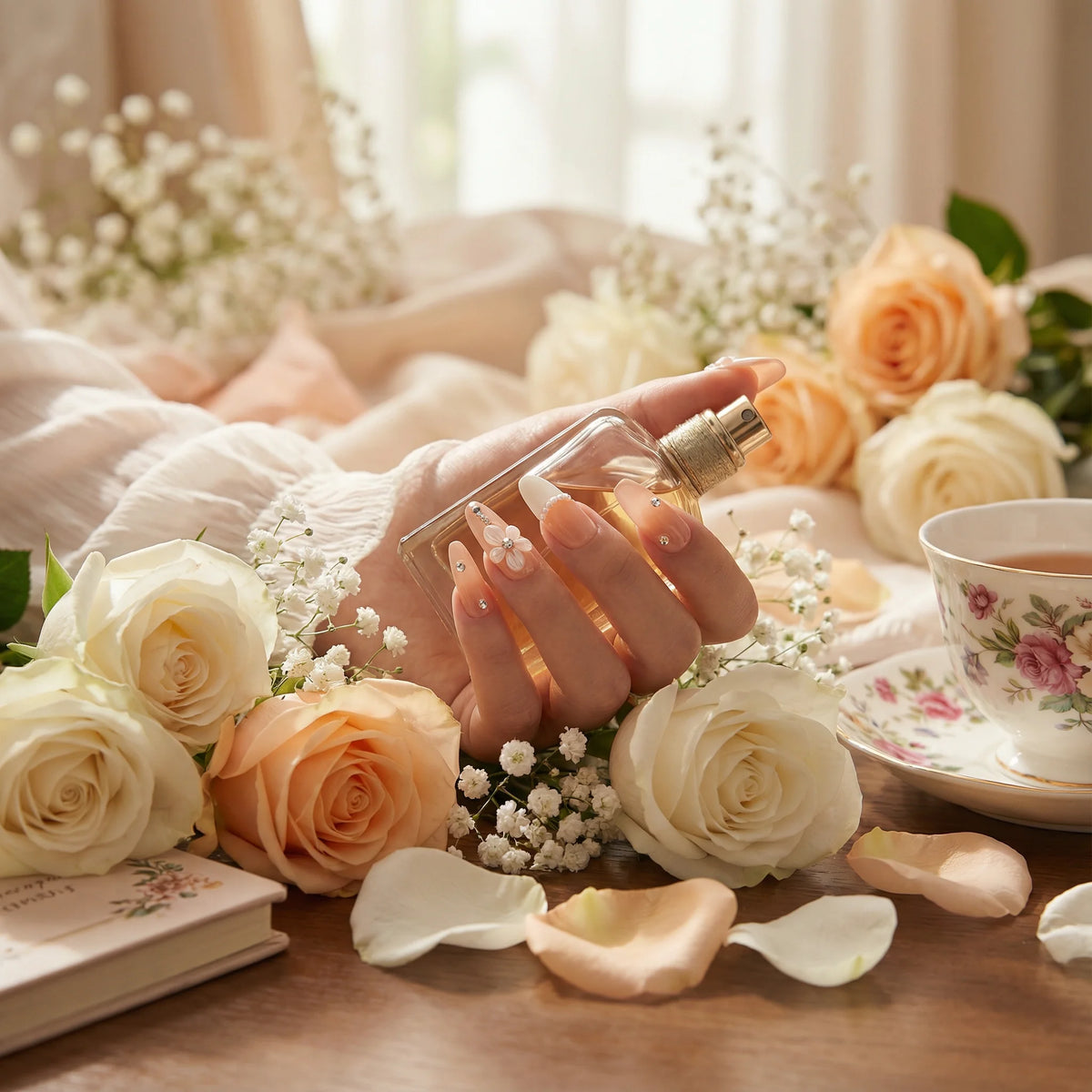 PETAL GLOW Anwendungsbeispiel - Press On Nägel auf natürlichen Nägeln - einfache Anwendung und langanhaltender Halt