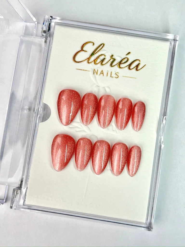 ROSE QUARTZ - handmade press on nails - in roséquarz - mit Quarz-Optik - Press on Nägel - von Elaréa Nails - handgemacht - Hauptbild - Versand aus Deutschland