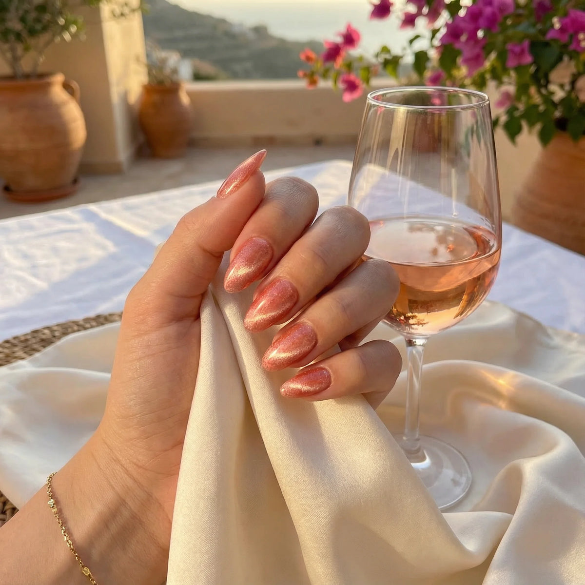 ROSE QUARTZ - in roséquarz - mit Quarz-Optik - Press on Nägel - von Elaréa Nails - handgemacht - Detailansicht 3 - Versand aus Deutschland