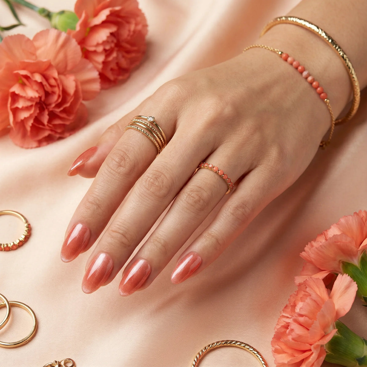 ROSE QUARTZ - in roséquarz - mit Quarz-Optik - Press on Nägel - von Elaréa Nails - handgemacht - Detailansicht 4 - Versand aus Deutschland