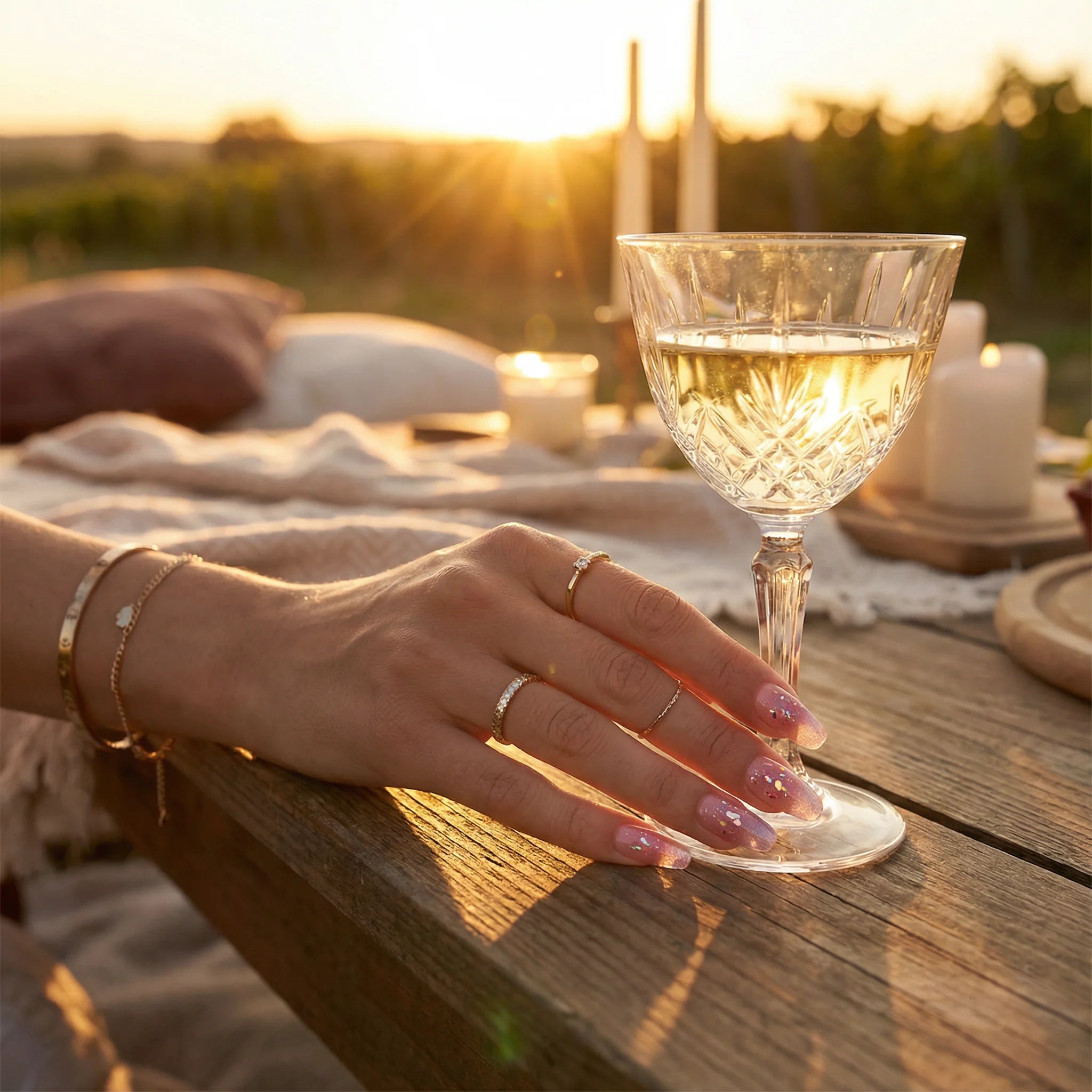 SUNSET SHIMMER Seitenansicht - künstliche Fingernägel von verschiedenen Winkeln - Premium künstliche Fingernägel