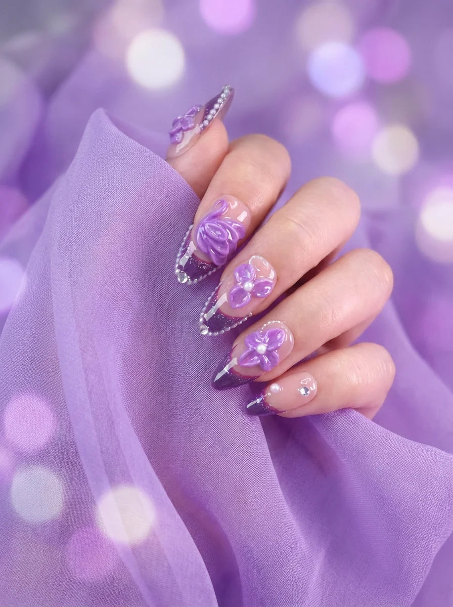 SWAN LAVENDER Anwendungsbeispiel - Press On Nägel auf natürlichen Nägeln - einfache Anwendung und langanhaltender Halt