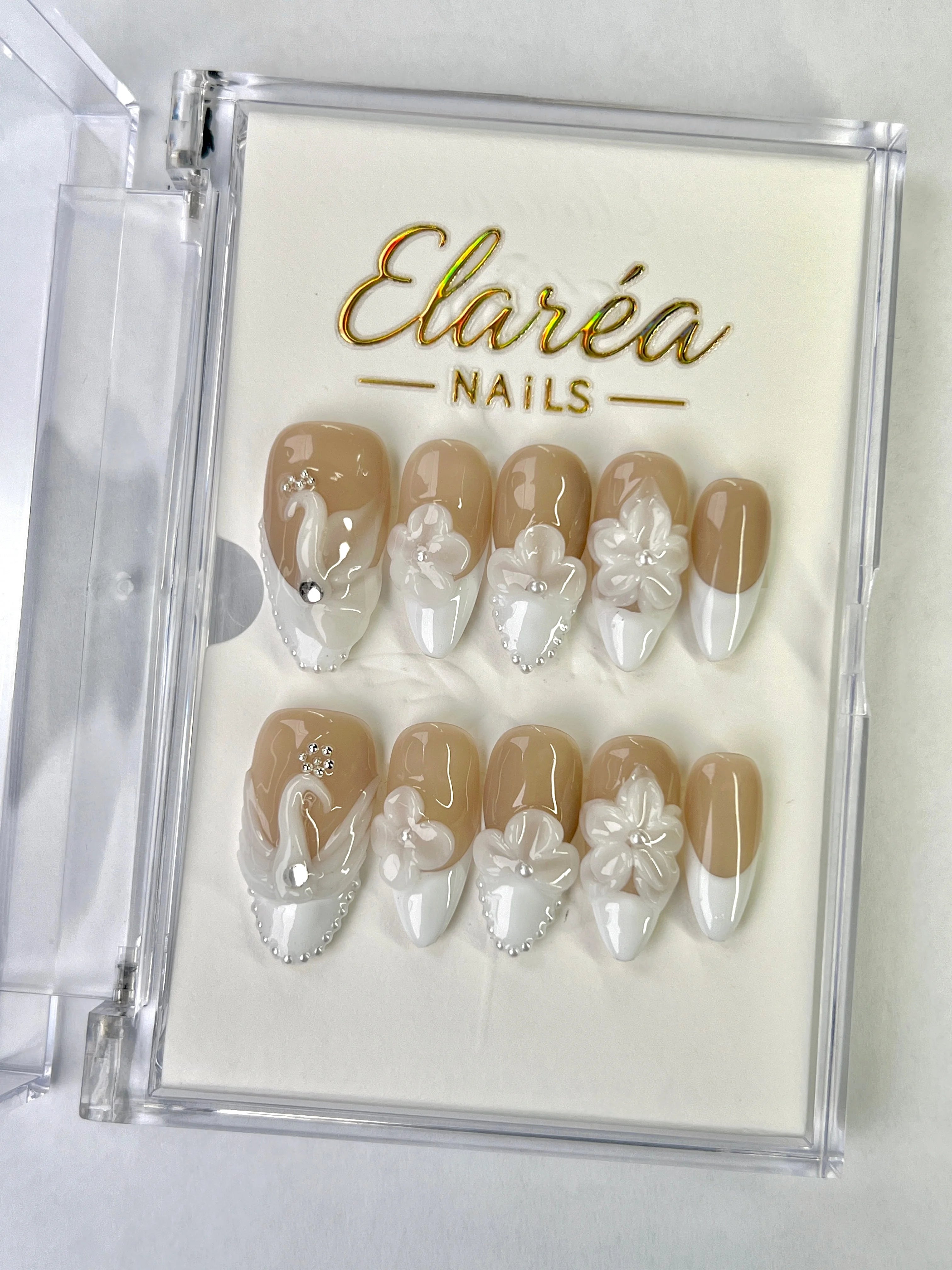 SWAN PEARL Press On Nägel Hauptbild - Perlmutt Eleganz