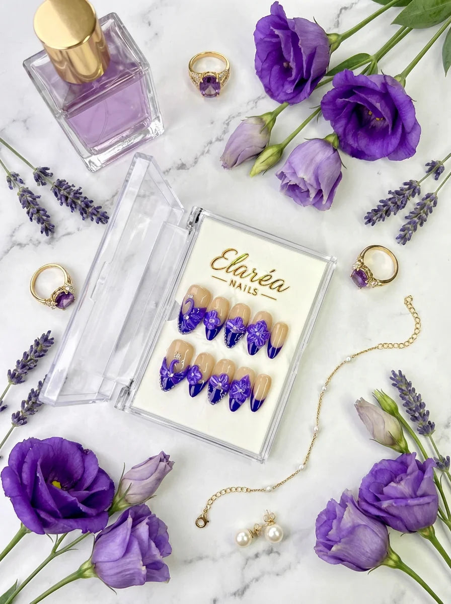 SWAN VIOLET Press On Nägel Seitenansicht - Qualitätsansicht