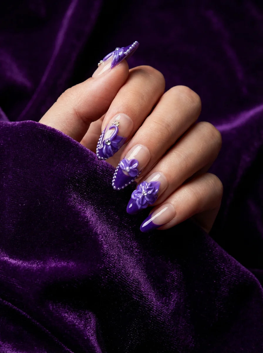 SWAN VIOLET Komplettset - 10 Nägel in 3 Größen S M L