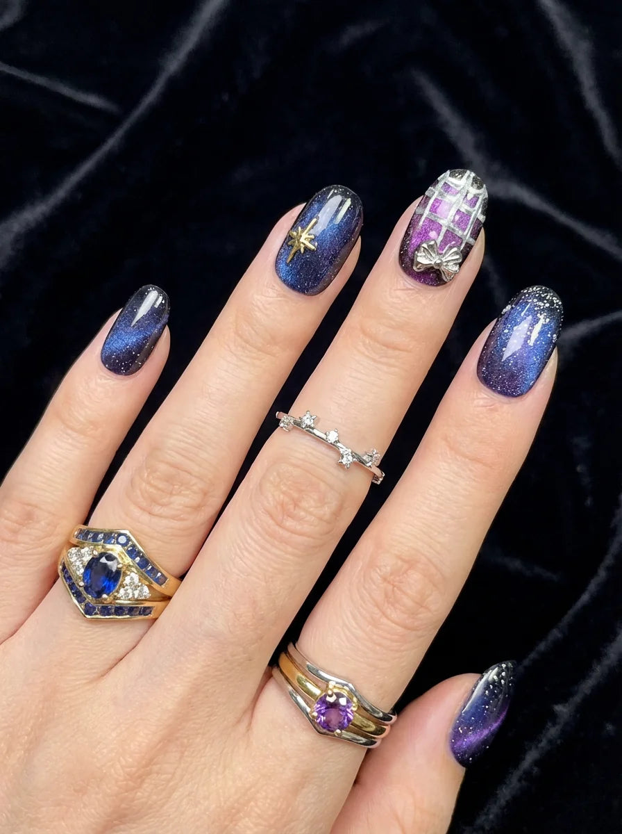 VELVET NIGHT falsche Nägel Nahaufnahme - Detailansicht