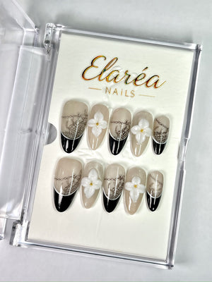 LACE BLOOM - handmade press on nails - in spitzenweiß - mit Spitzen-Design - Press on Nägel - von Elaréa Nails - handgemacht - Hauptbild - Versand aus Deutschland