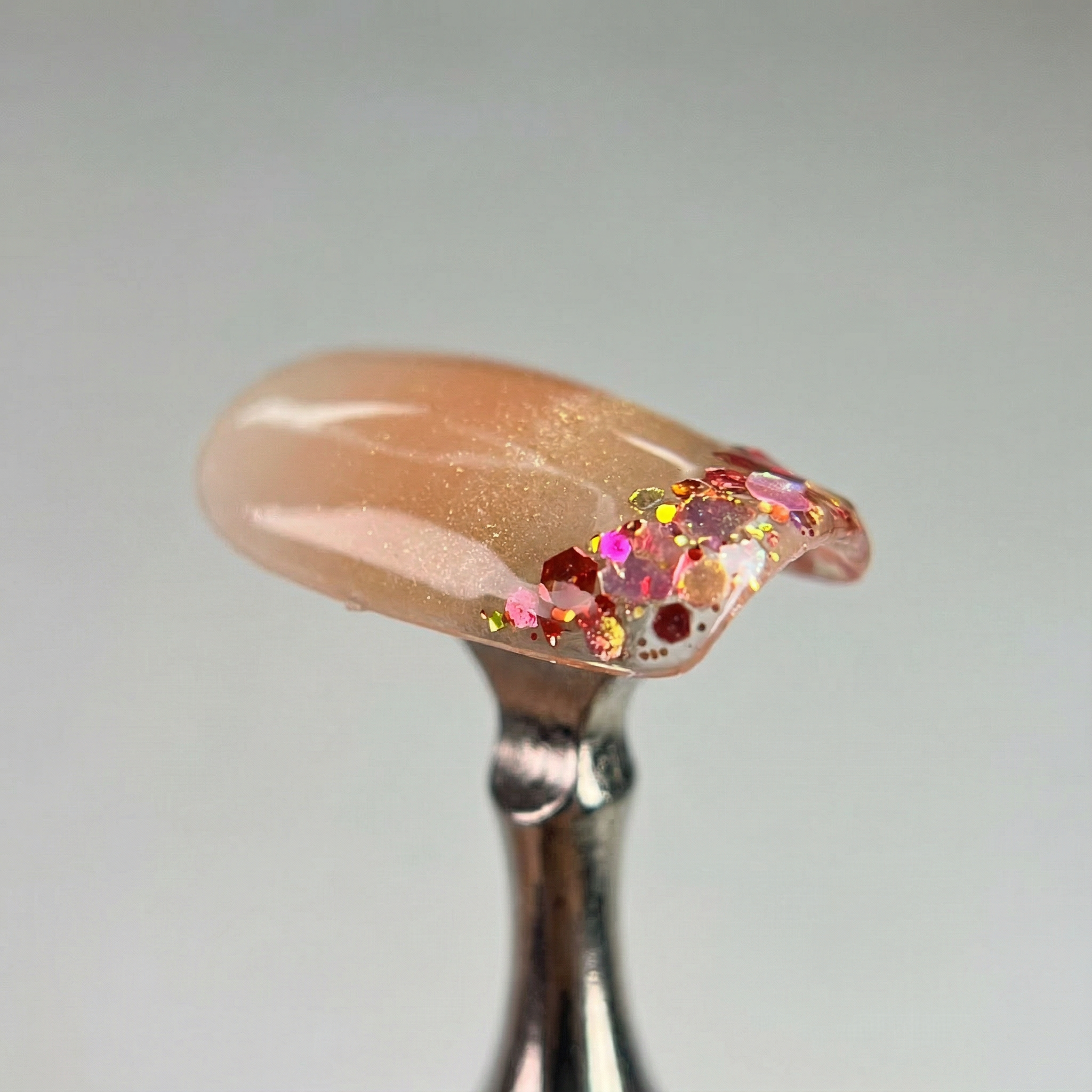 PEACH SPARKLE - in pfirsichfarben - mit Glitzer-Effekt - Press on Nägel - von Elaréa Nails - handgemacht - Hauptbild - Versand aus Deutschland