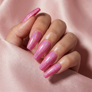 PINK IRIS - in rosa - mit Iris-Design - Press on Nägel - von Elaréa Nails - handgemacht - Detailansicht 2 - Versand aus Deutschland